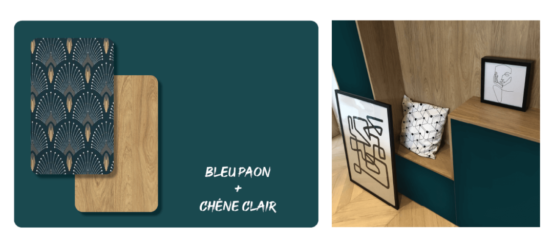 Bleu Paon + Chêne Clair